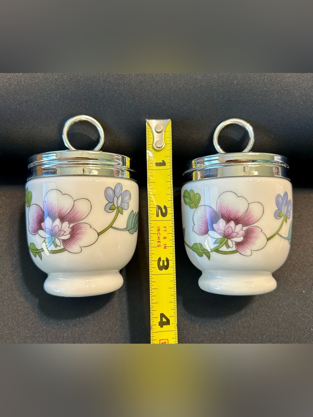 Royal Worcester Porcelain Floral Motif Egg Coddlers